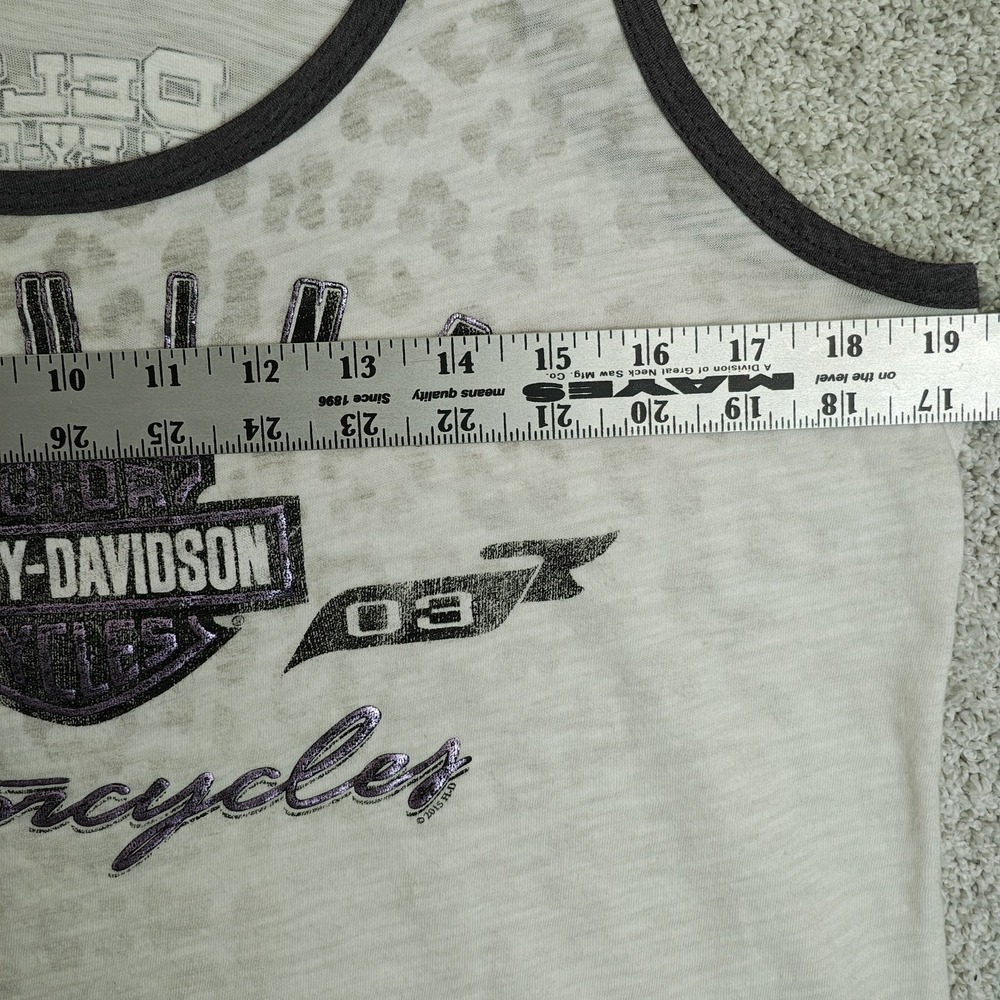 2015 Harley Davidson Motorcycle Womens Tank Top XL‎ White w/Purple Foil Accents - Picture 5 of 10